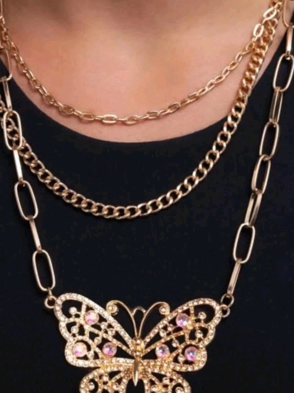 Paparazzi BUTTERFLY Winged Wonder Gold OIL SPILL Iridescent Necklace